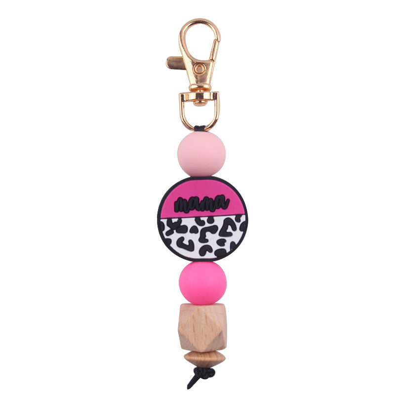 Wholesale Handmade Silicone Beaded Cartoon Mother's Day Keychain